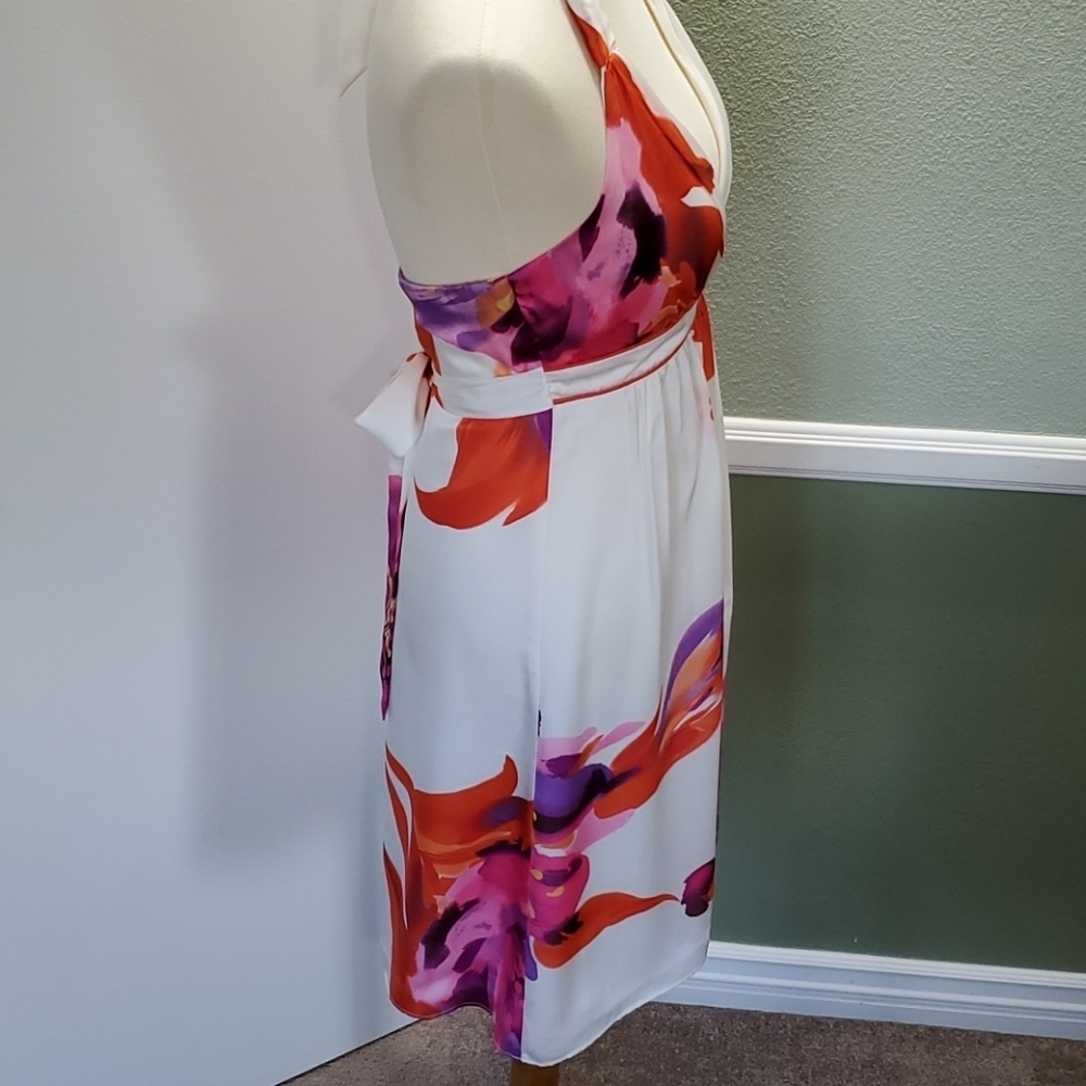 BISOU BISOU FLORAL PRINT HALTER STRAP SUMMER DRESS - Picture 2 of 8